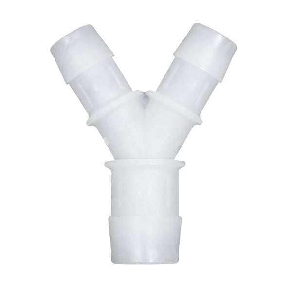 Cole Parmer Hose Barb Fitting, Y Reducer, Ntrl Kynar, Cleanroom, 5/8in IDx3/4in ID; 10PK RY10-12NK7-QC - main